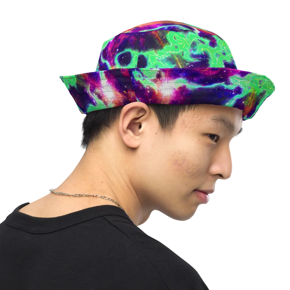 Neon Dragonfield on Reversible Bucket Hat — Right Outside