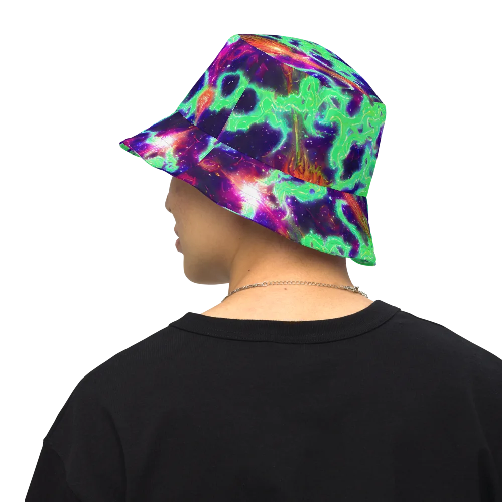 Neon Dragonfield on Reversible Bucket Hat — Back Inside