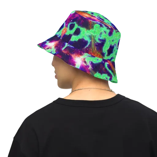 Neon Dragonfield on a Reversible Bucket Hat