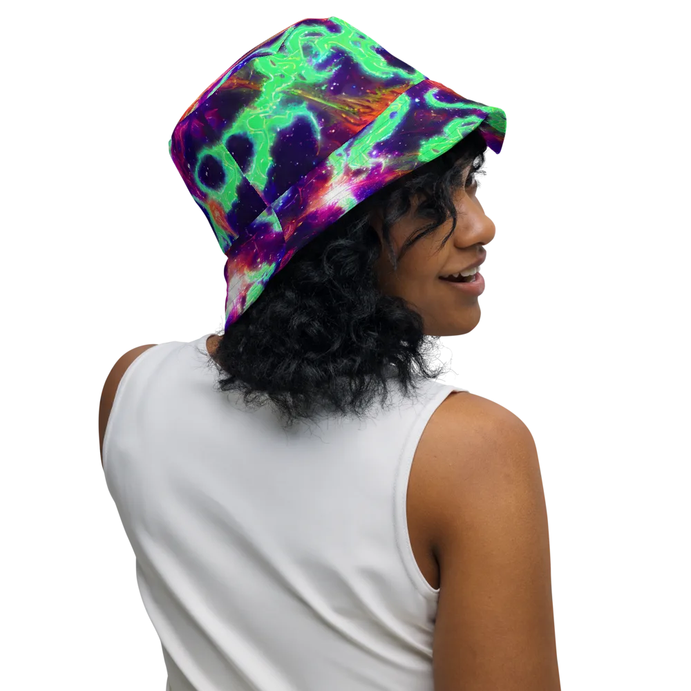 Neon Dragonfield on Reversible Bucket Hat — Right Outside
