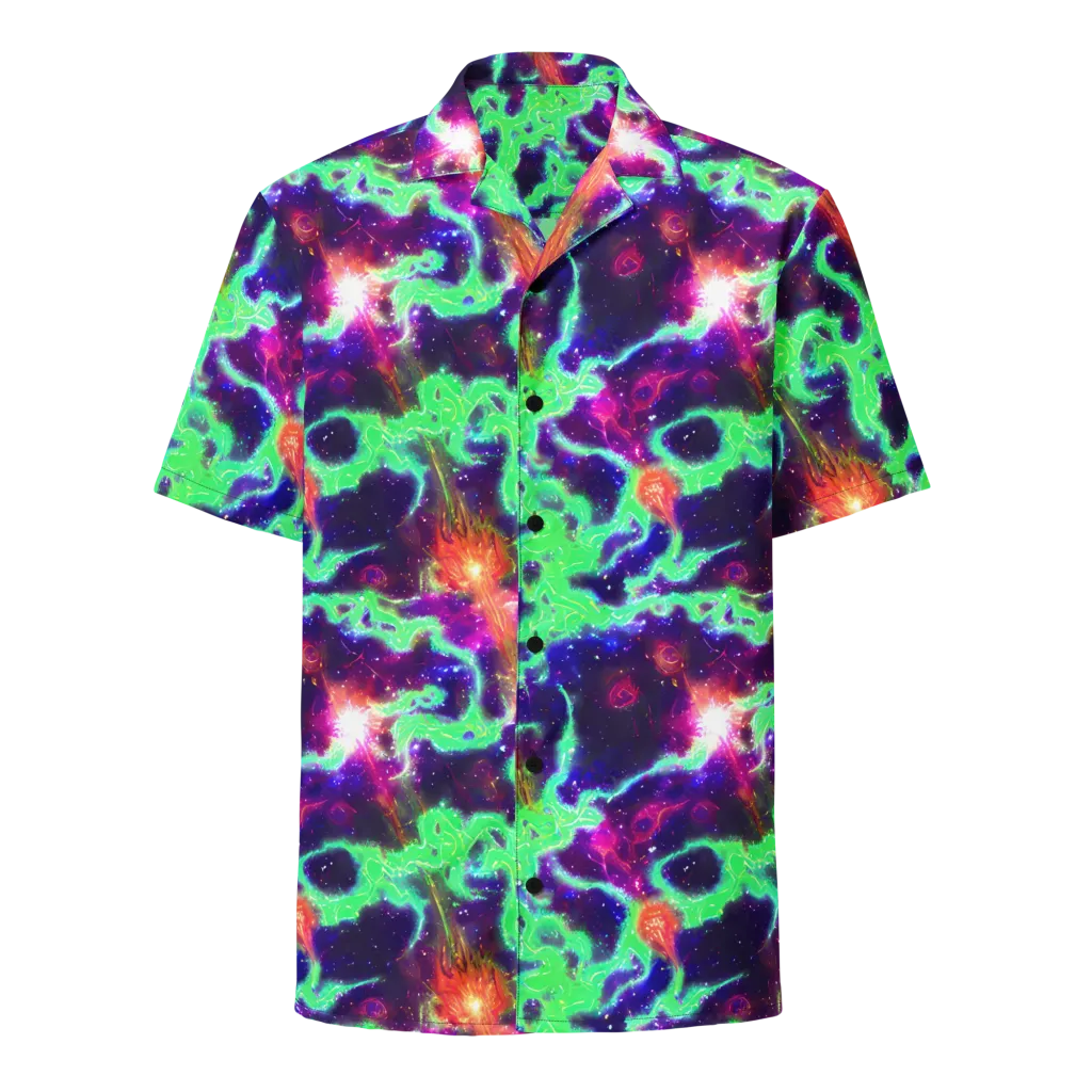 Neon Dragonfield on Button Shirt — Front