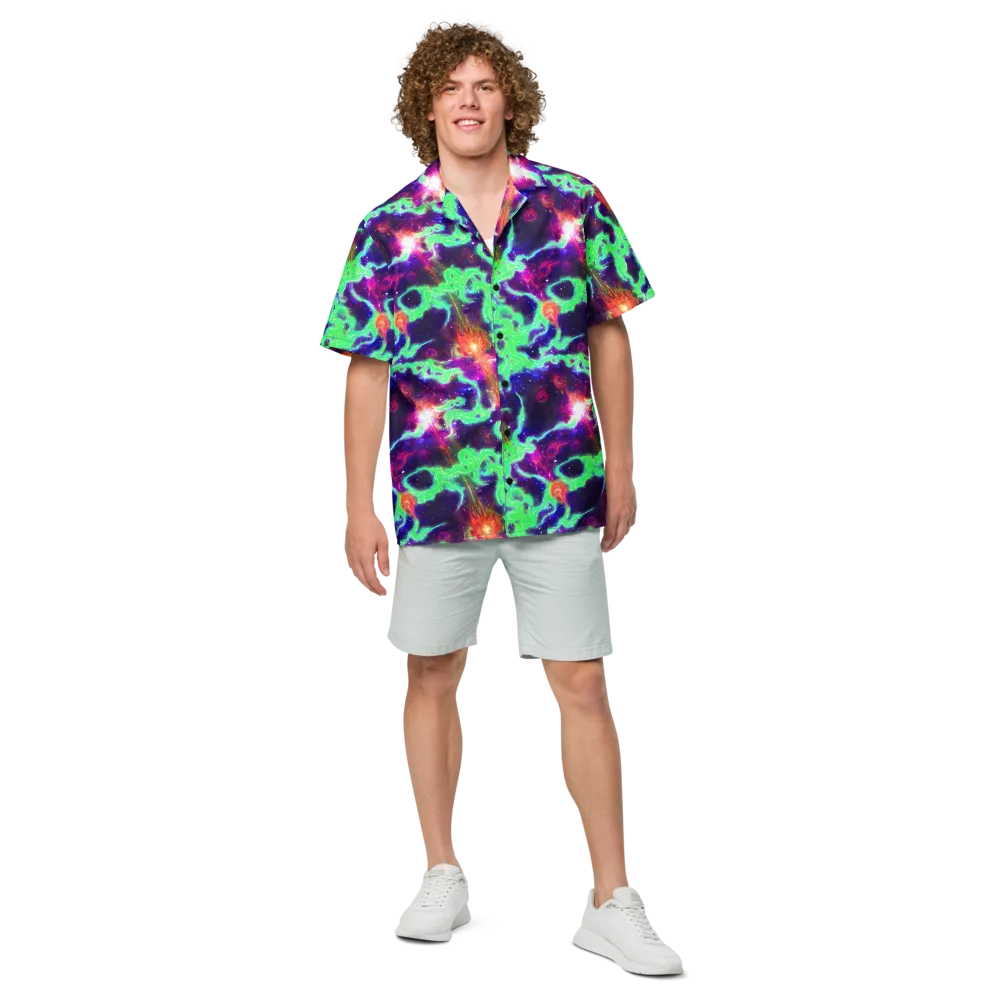 Neon Dragonfield on Button Shirt — Front