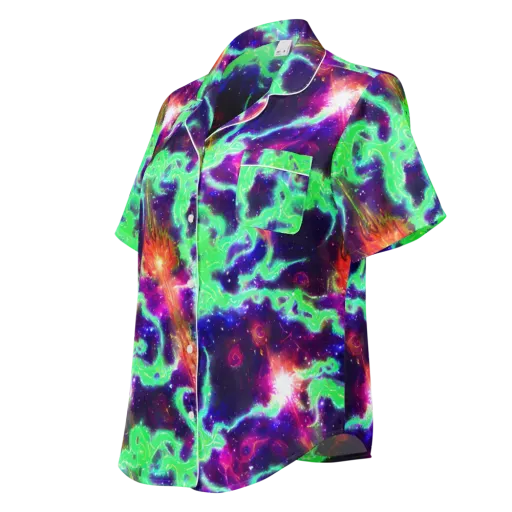 Neon Dragonfield on a Women's Short Sleeve Pajama Top