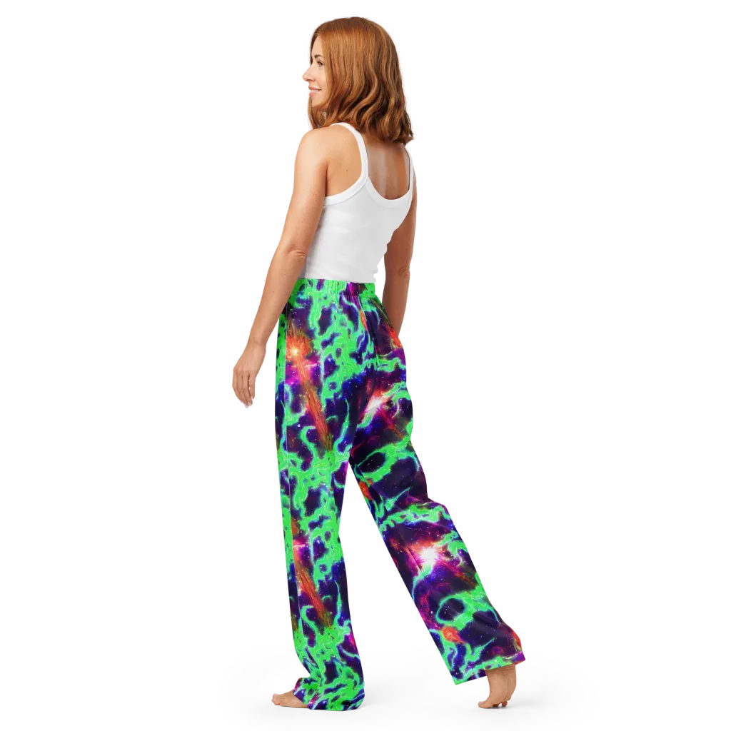 Neon Dragonfield on Women's Pajama Pants — Back