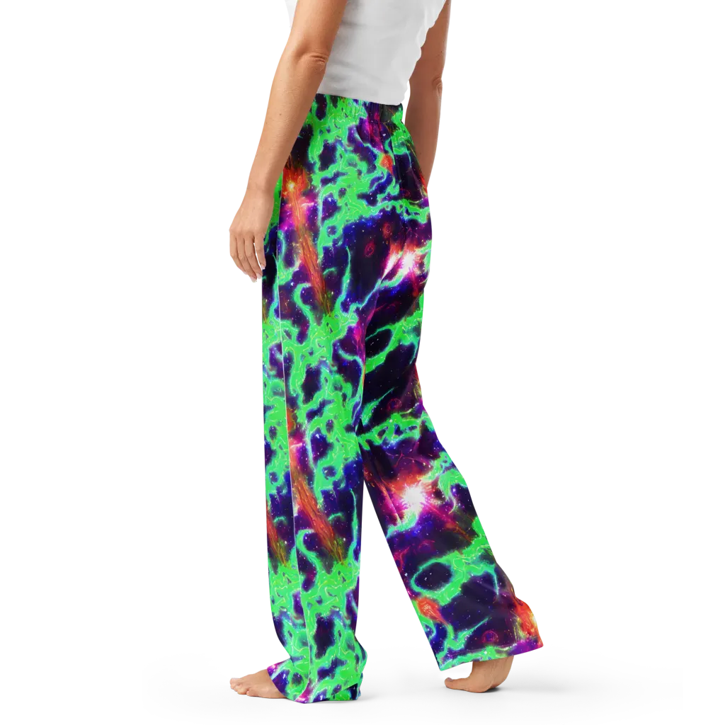 Neon Dragonfield on Women's Pajama Pants — Left