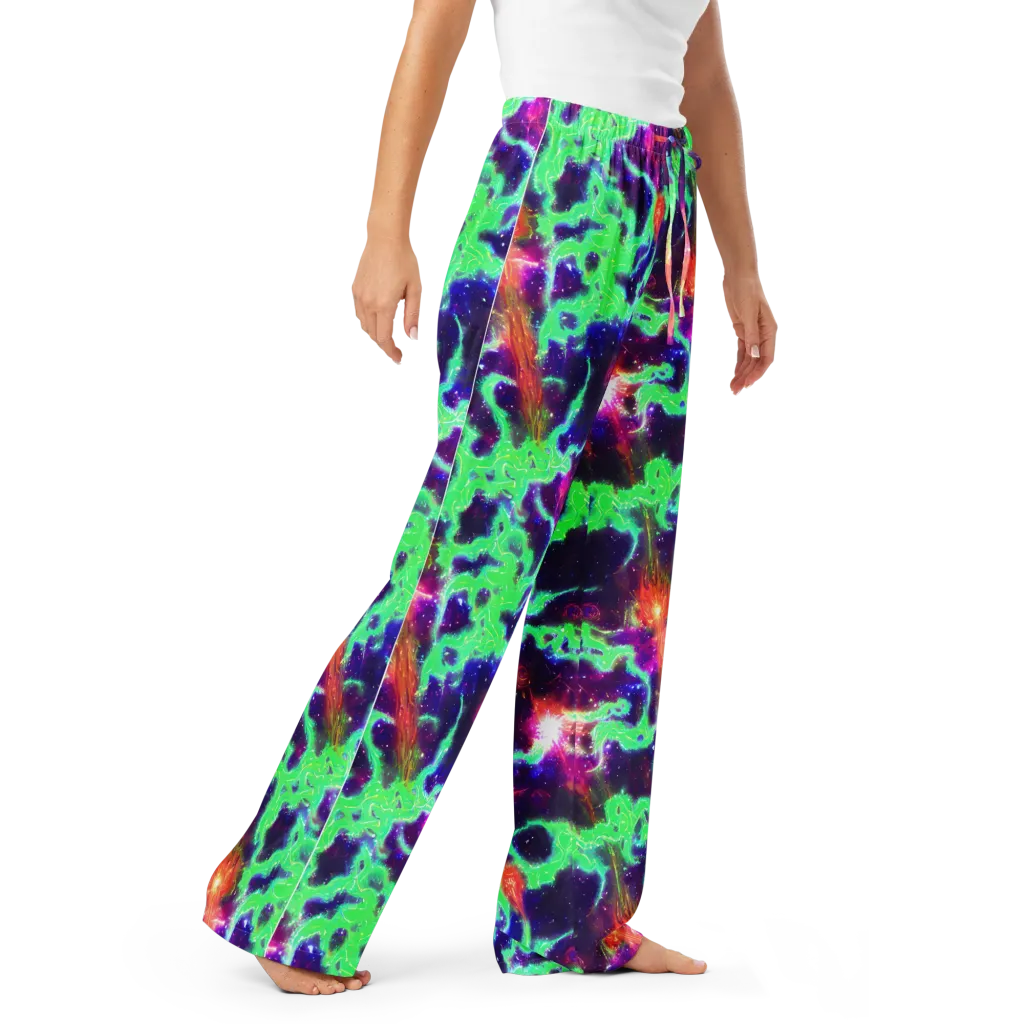 Neon Dragonfield on Women's Pajama Pants — Right Front