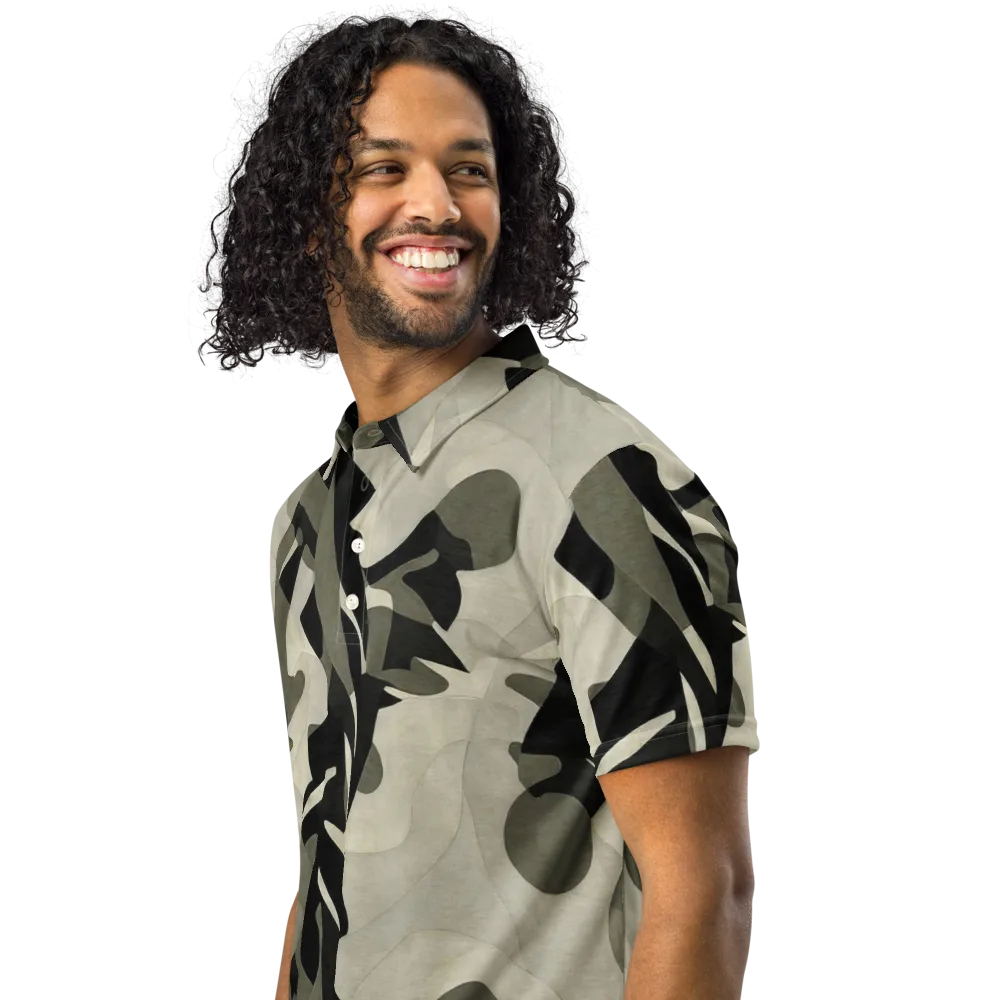 Olive Noir on Men's Slim Fit Polo Shirt — Left Front