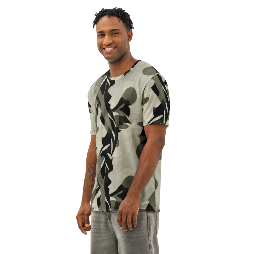 Olive Noir on Men's Cotton Crew Neck T-Shirt — Left Front