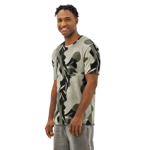 Olive Noir on a Men's Cotton Crew Neck T-Shirt