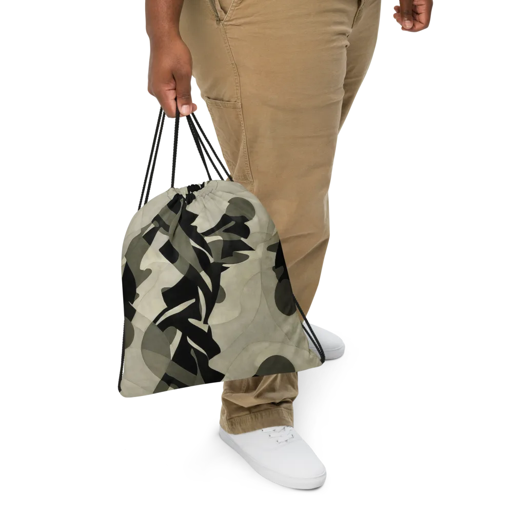 Olive Noir on Drawstring Bag — Front