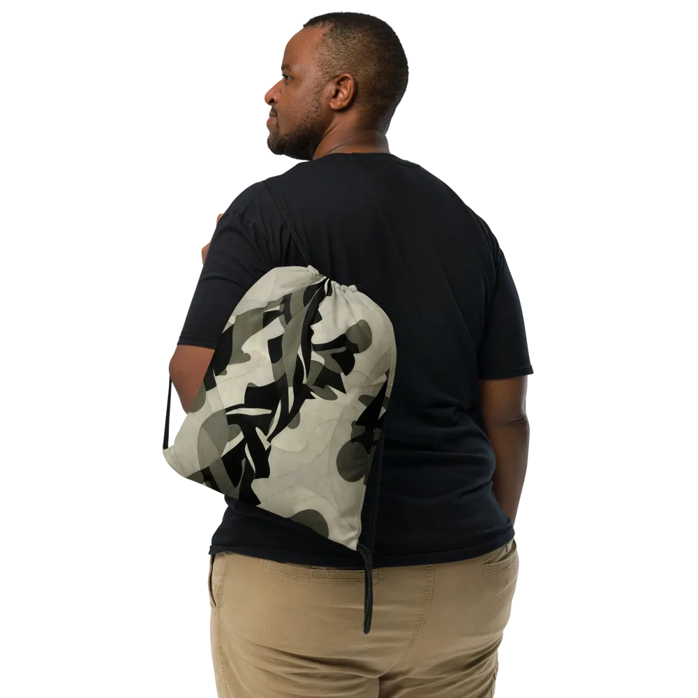 Olive Noir on Drawstring Bag — Front