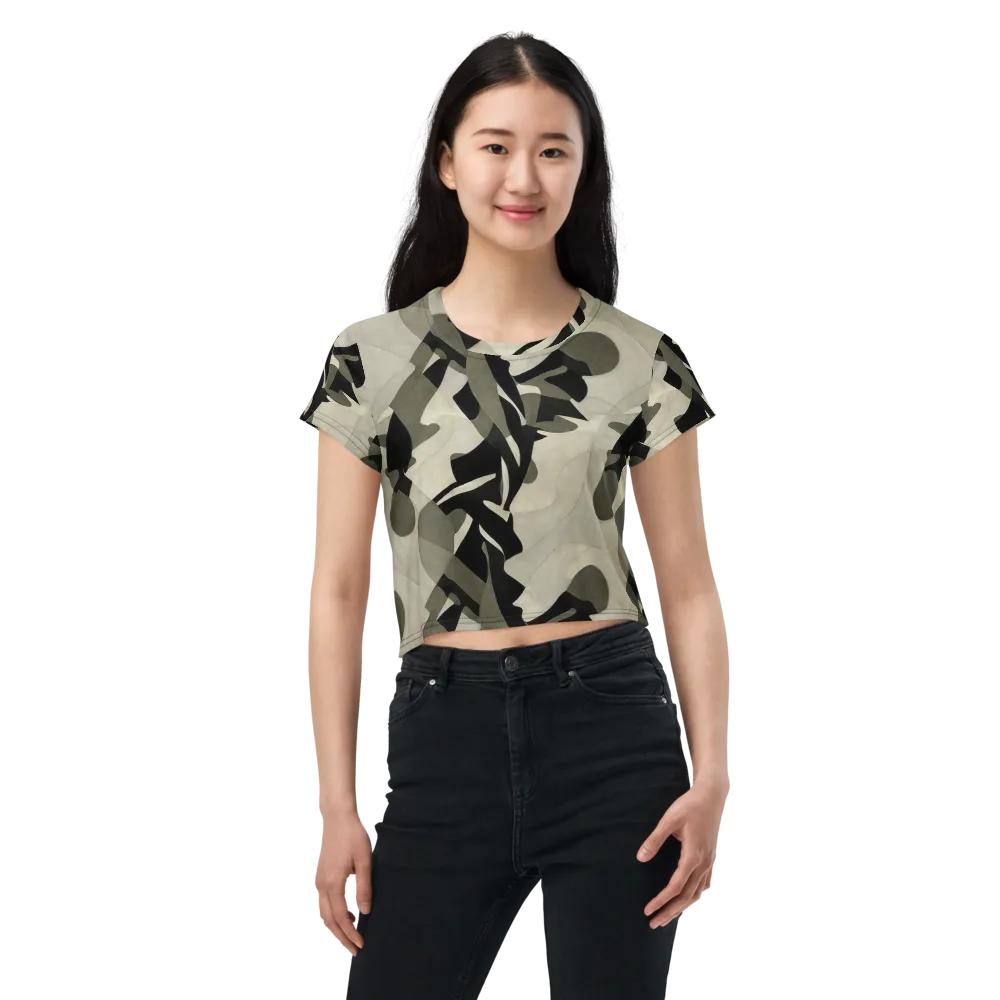 Olive Noir on Crop Tee — Front