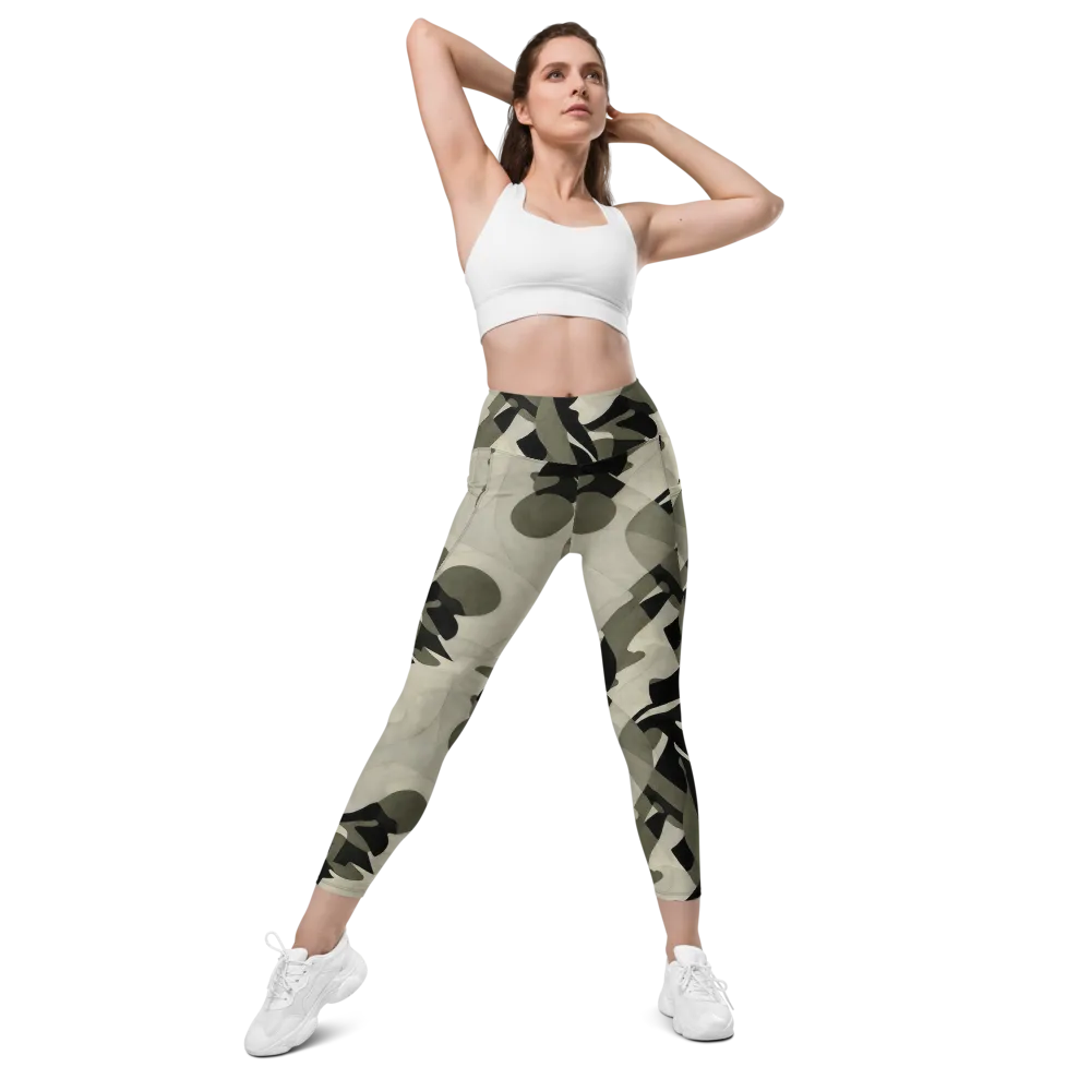 Olive Noir on Leggings with Pockets — Front