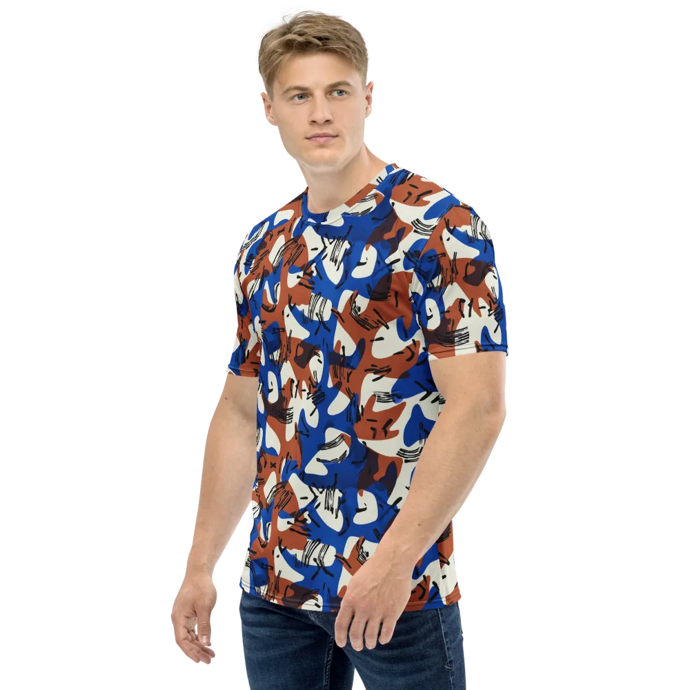 Cobalt Gesture on Men's Crew Neck T-Shirt — Left