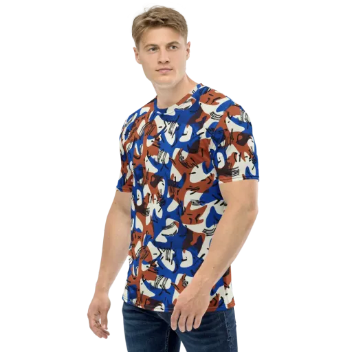 Cobalt Gesture on a Men's Crew Neck T-Shirt