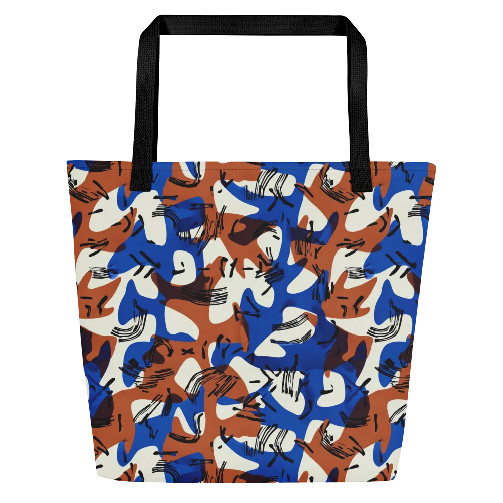 Cobalt Gesture on Large Tote Bag W/ Pocket — Front