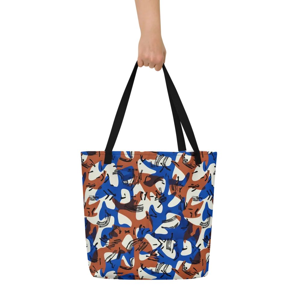 Cobalt Gesture on Large Tote Bag W/ Pocket — Front