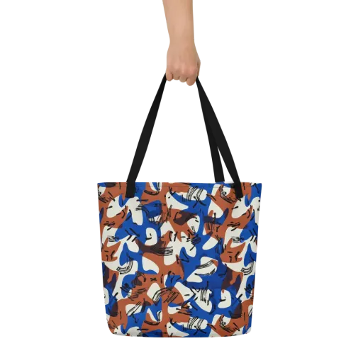 Cobalt Gesture on a Large Tote Bag W/ Pocket