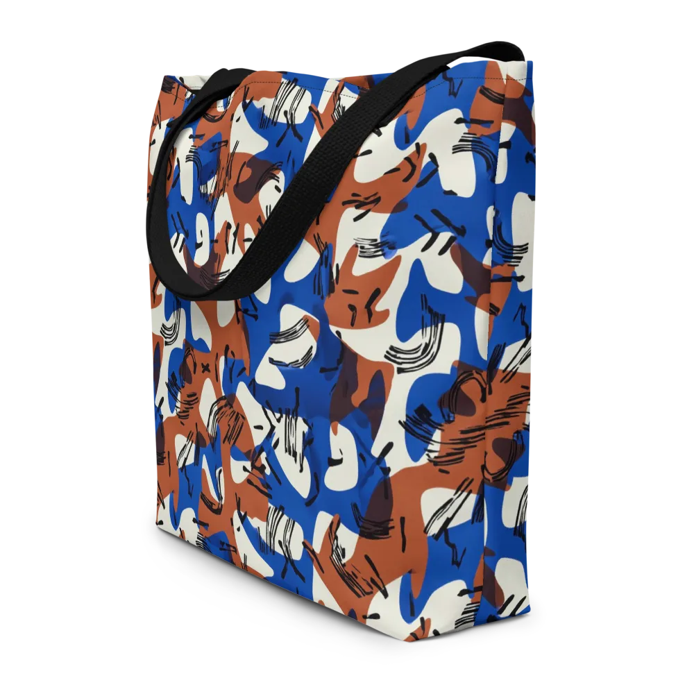 Cobalt Gesture on Large Tote Bag W/ Pocket — Front