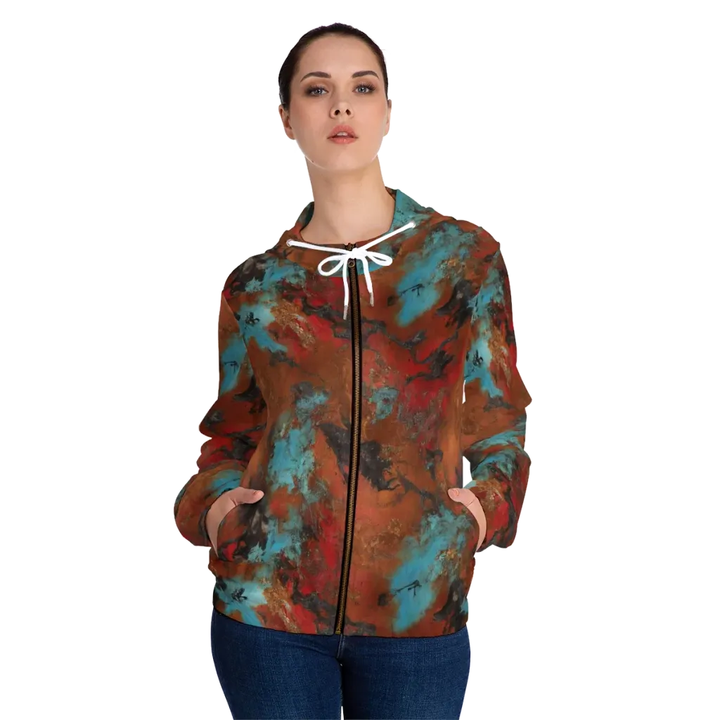 Ashen Reef on Women's Full-Zip Hoodie — Front On Person