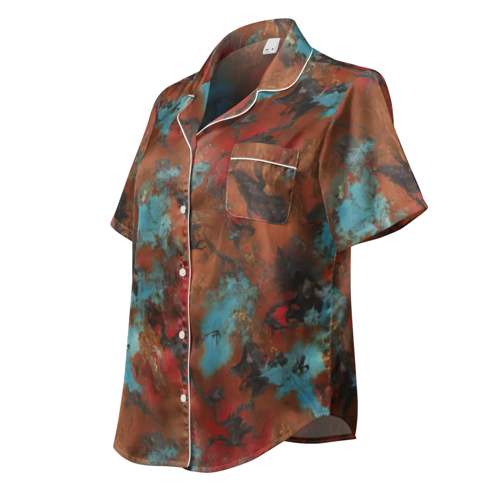 Ashen Reef on Women's Short Sleeve Pajama Top — Left Front