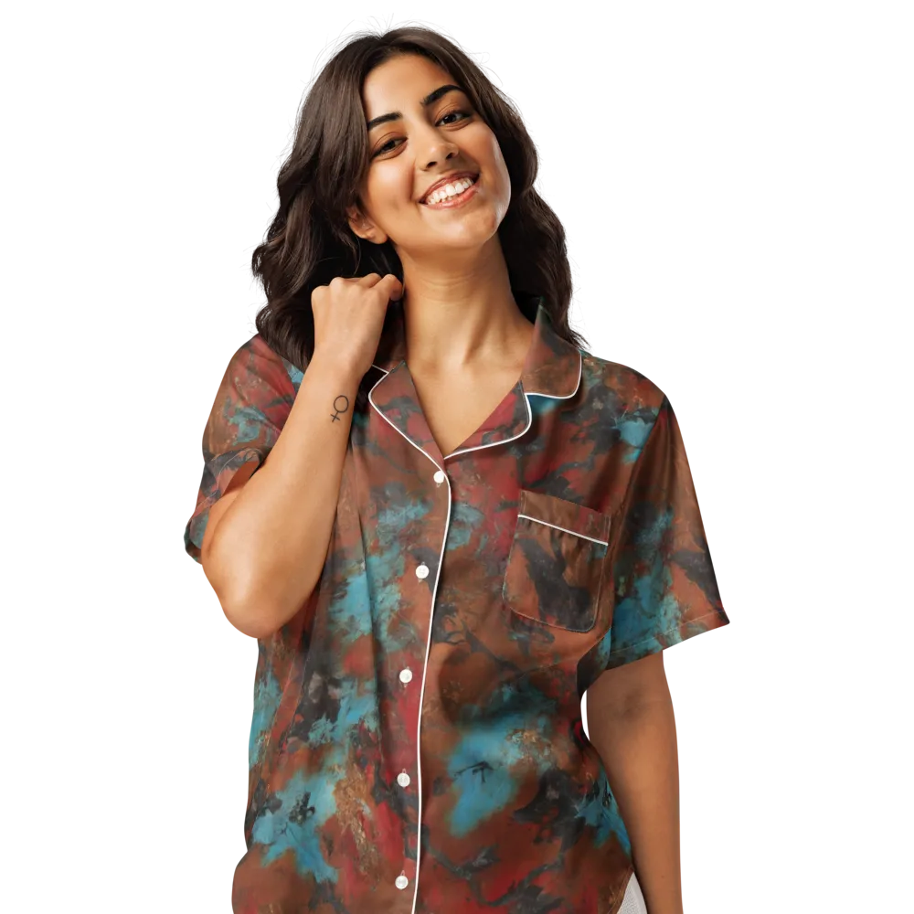 Ashen Reef on Women's Short Sleeve Pajama Top — Front