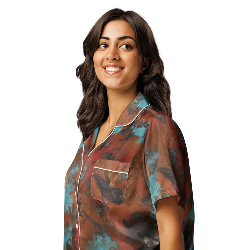 Ashen Reef on Women's Short Sleeve Pajama Top — Left Front