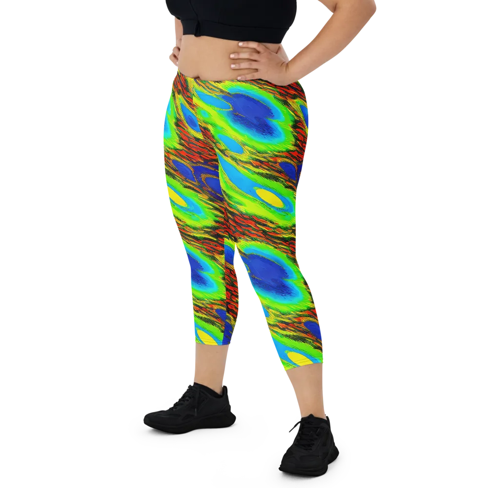 Vibrant Veinwork on Capri Leggings — Front