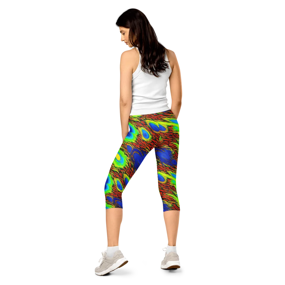 Vibrant Veinwork on Capri Leggings — Back