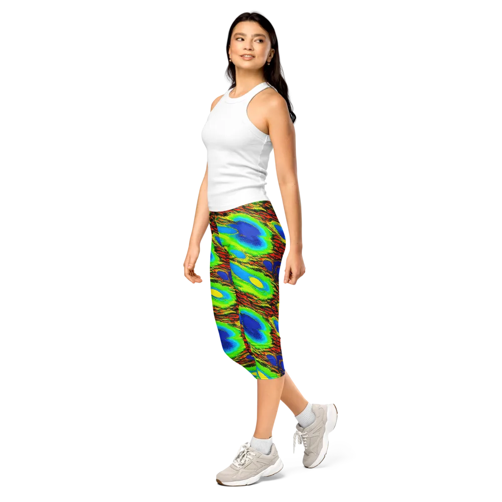 Vibrant Veinwork on Capri Leggings — Left Front