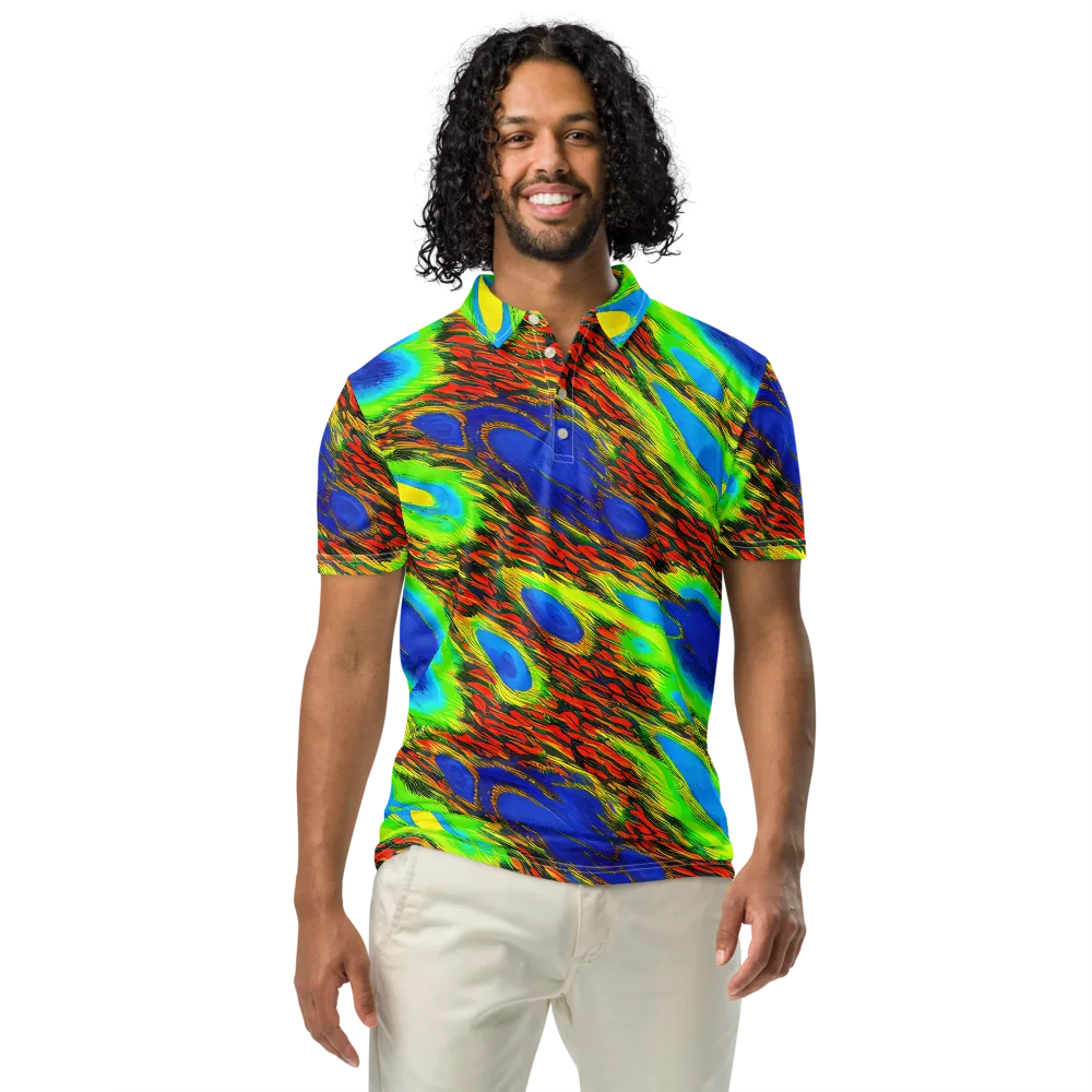 Vibrant Veinwork on Men's Slim Fit Polo Shirt — Front