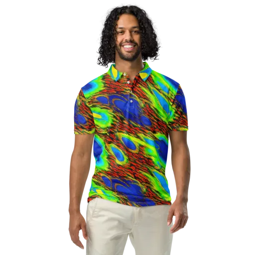 Vibrant Veinwork on a Men's Slim Fit Polo Shirt