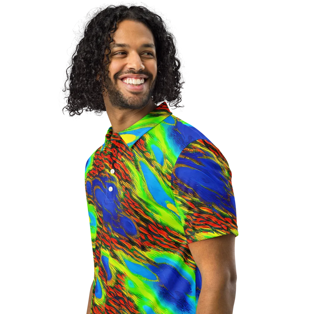 Vibrant Veinwork on Men's Slim Fit Polo Shirt — Left Front
