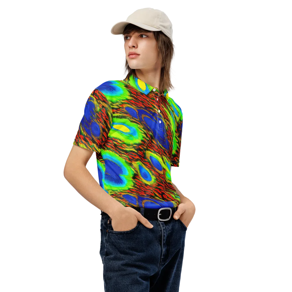 Vibrant Veinwork on Men's Slim Fit Polo Shirt — Right Front