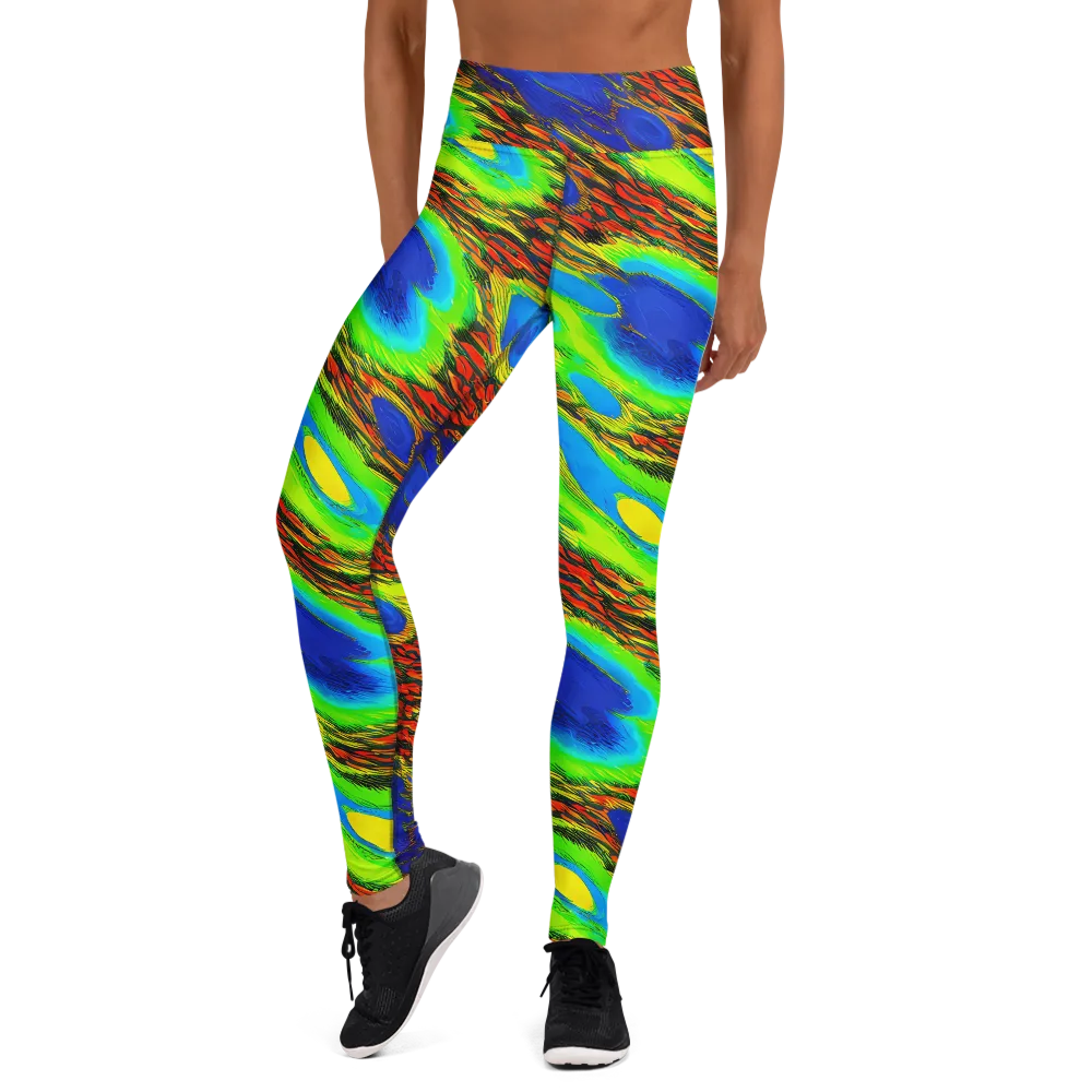 Vibrant Veinwork on Yoga Leggings — Front