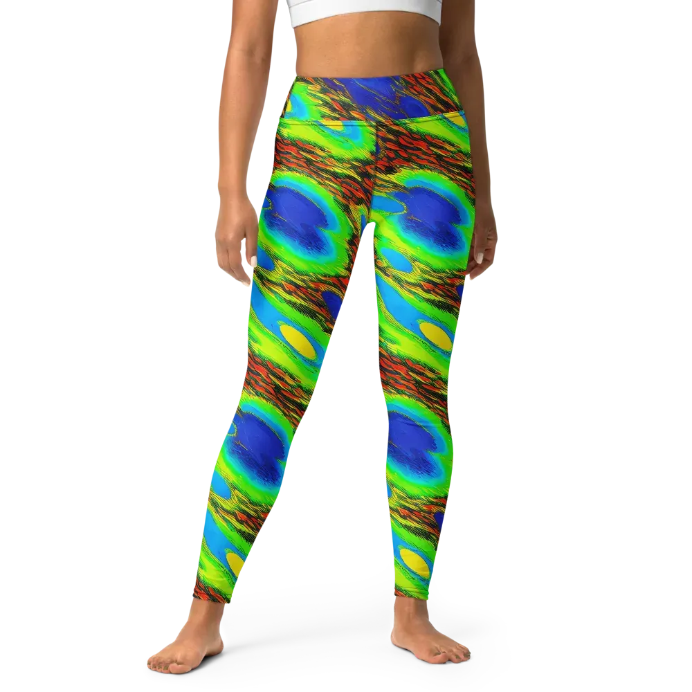 Vibrant Veinwork on Yoga Leggings — Front