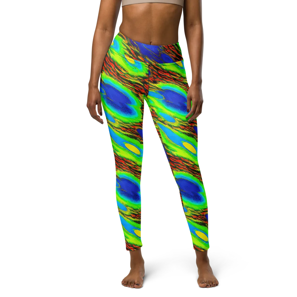 Vibrant Veinwork on Yoga Leggings — Front
