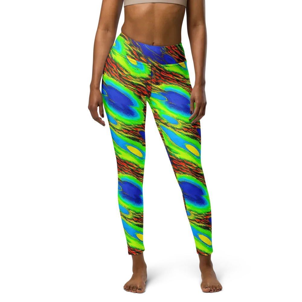 Vibrant Veinwork on Yoga Leggings — Front