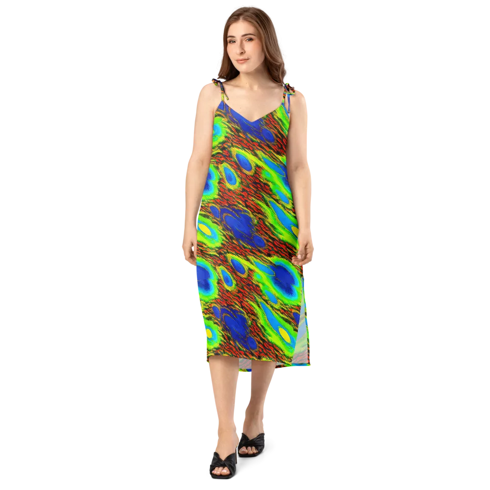 Vibrant Veinwork on Slip Dress — Front