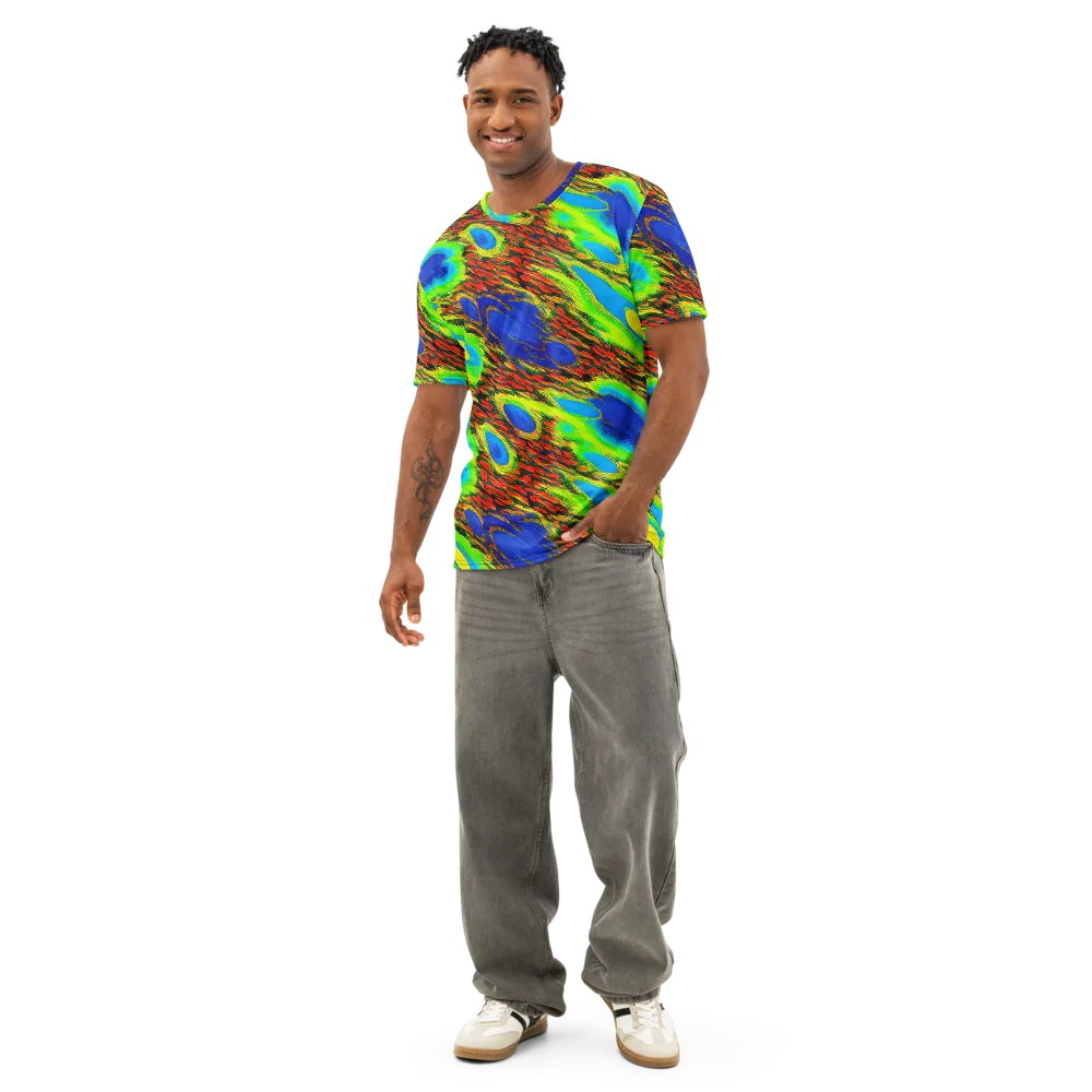 Vibrant Veinwork on Men's Cotton Crew Neck T-Shirt — Front