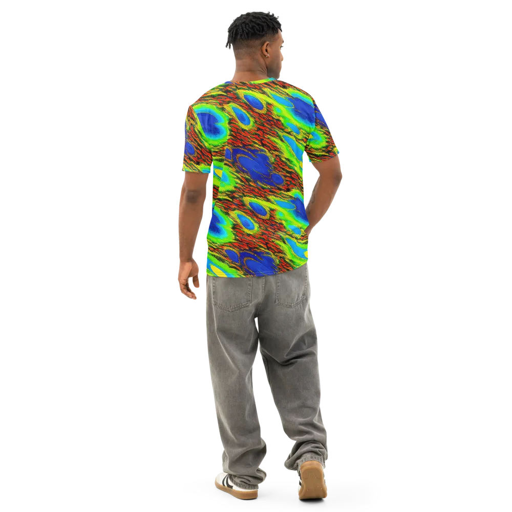 Vibrant Veinwork on Men's Cotton Crew Neck T-Shirt — Back