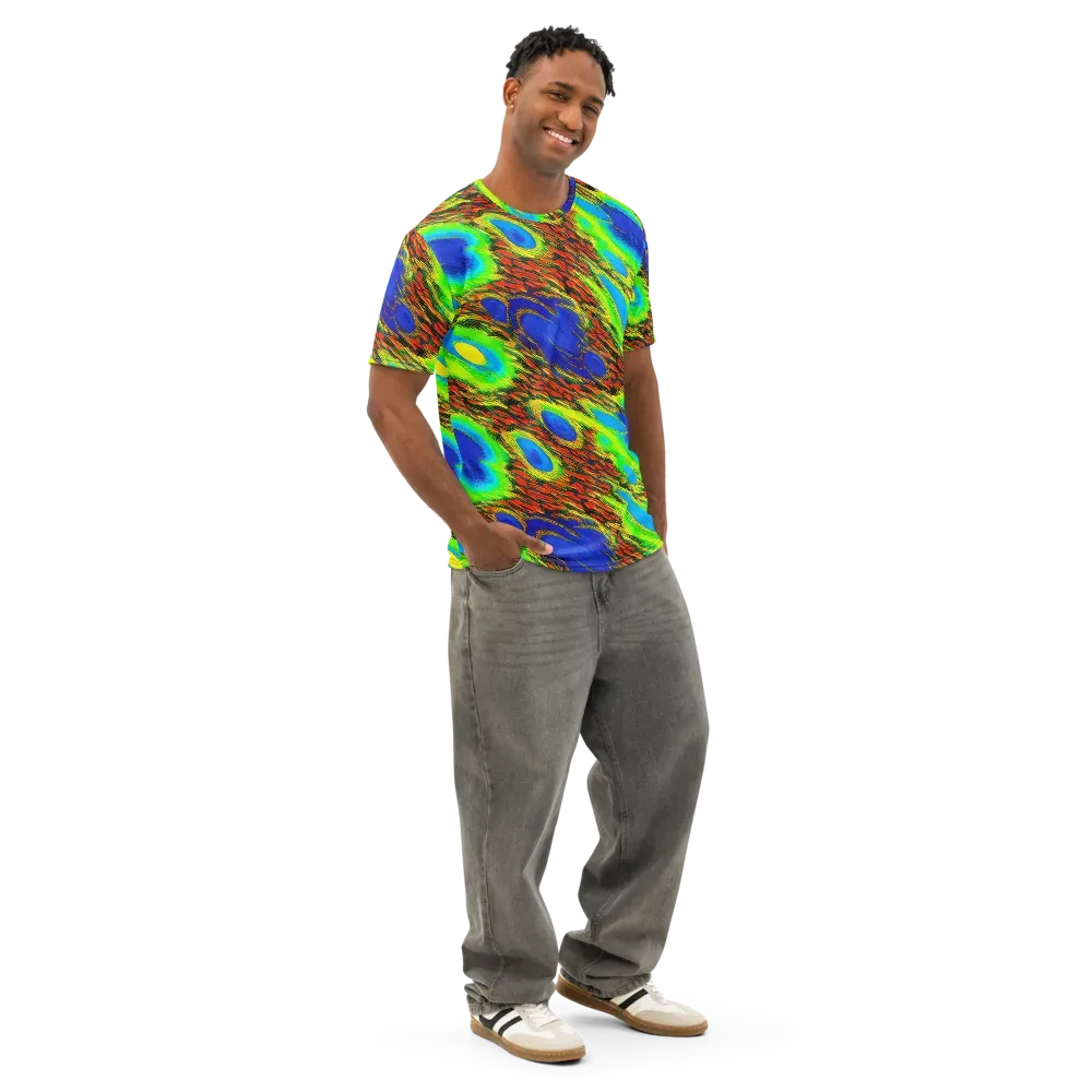 Vibrant Veinwork on Men's Cotton Crew Neck T-Shirt — Right Front