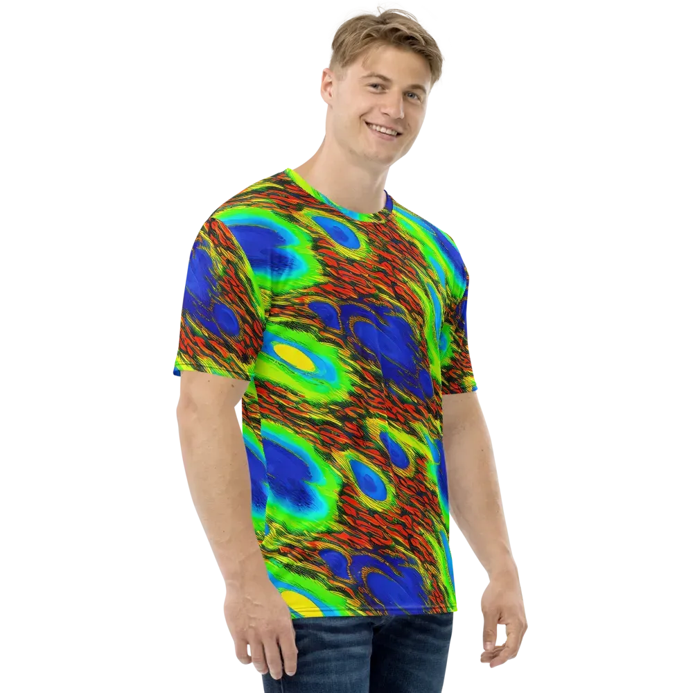 Vibrant Veinwork on Men's Crew Neck T-Shirt — Right