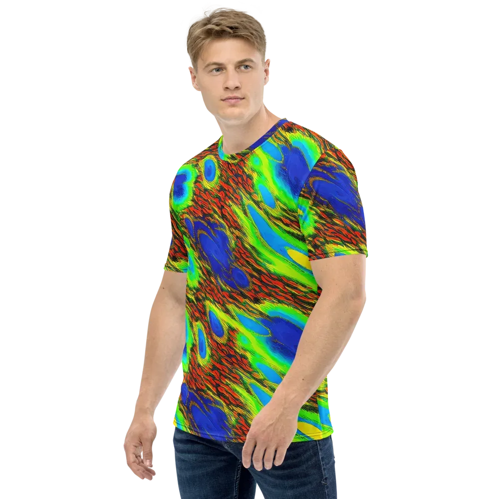Vibrant Veinwork on Men's Crew Neck T-Shirt — Left