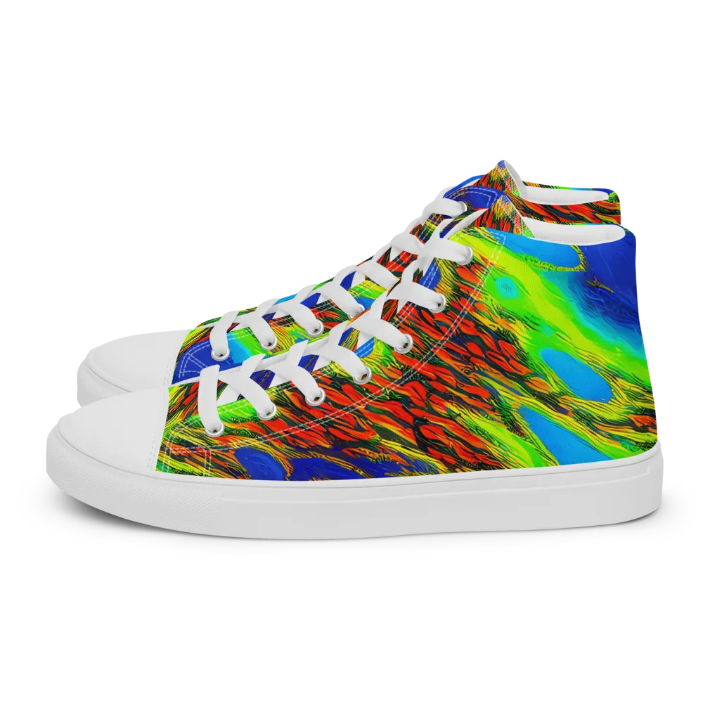 Vibrant Veinwork on Men's High Top Canvas Shoes — Left
