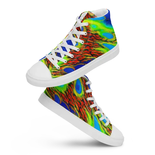 Vibrant Veinwork on a Men's High Top Canvas Shoes