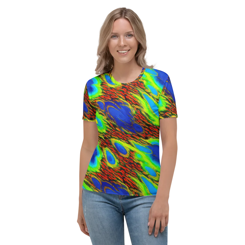 Vibrant Veinwork on Women's Crew Neck T-Shirt — Front