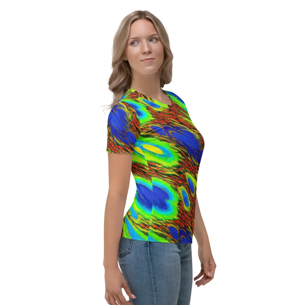 Vibrant Veinwork on Women's Crew Neck T-Shirt — Right