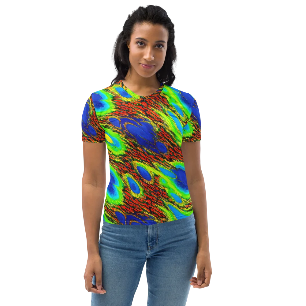 Vibrant Veinwork on Women's Crew Neck T-Shirt — Front