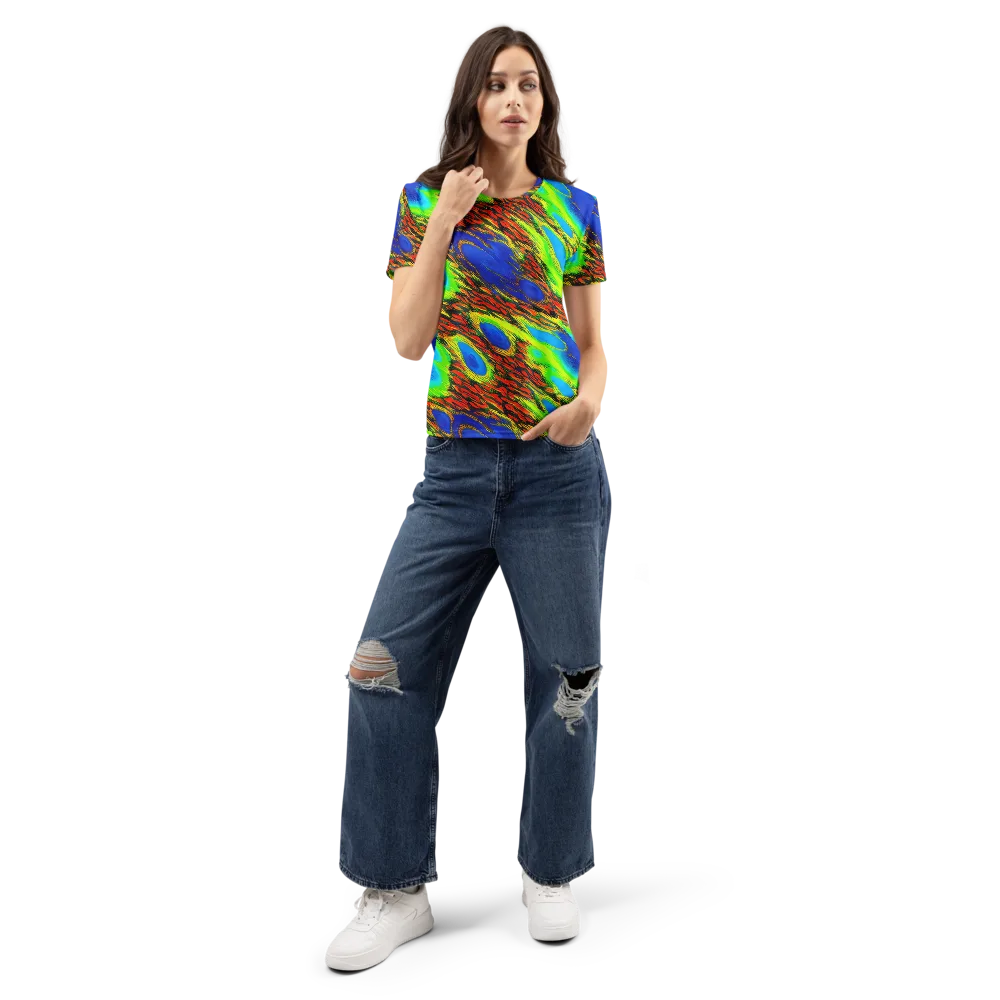 Vibrant Veinwork on Women's Crew Neck T-Shirt — Front